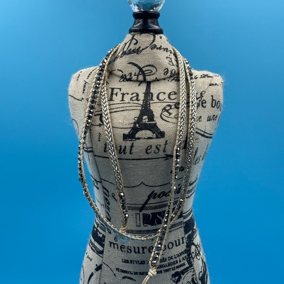 Boho Beaded Necklace, Designer Leather Jewelry, Modern Bohemian Choker - Picture 12 of 15